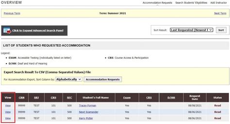 Disability Accommodation Portal (AIM Portal).
